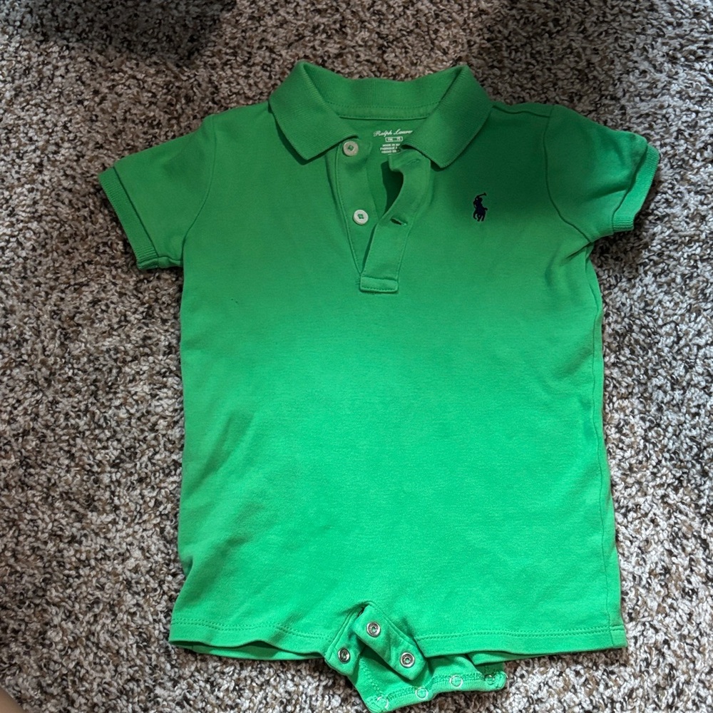 Ralph Lauren Bright Green Polo One-Piece 9 Months